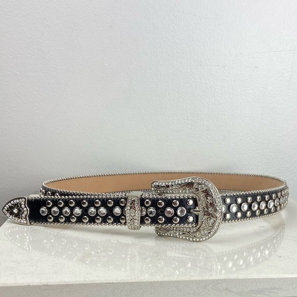 Christine Alexander Swarovski Crystals Rhinestone Studded Buckle Belt - Picture 1 of 10
